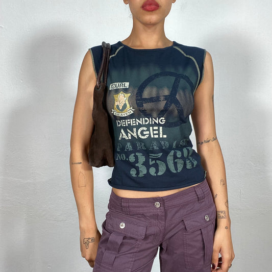 Vintage 2000's Dowtown Girl Top with "Defending Angel" Print (XS/S)