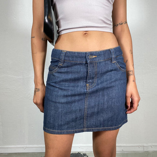 Vintage 2000's Downtown Girl Dark Denim Mini Skirt (S)