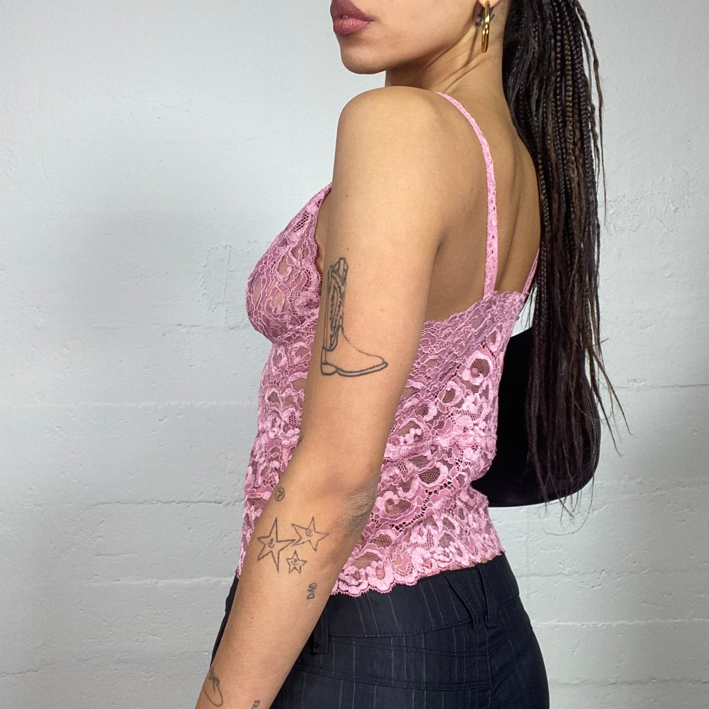 Vintage 2000's Coquette Pink Lace Cami Top (S)