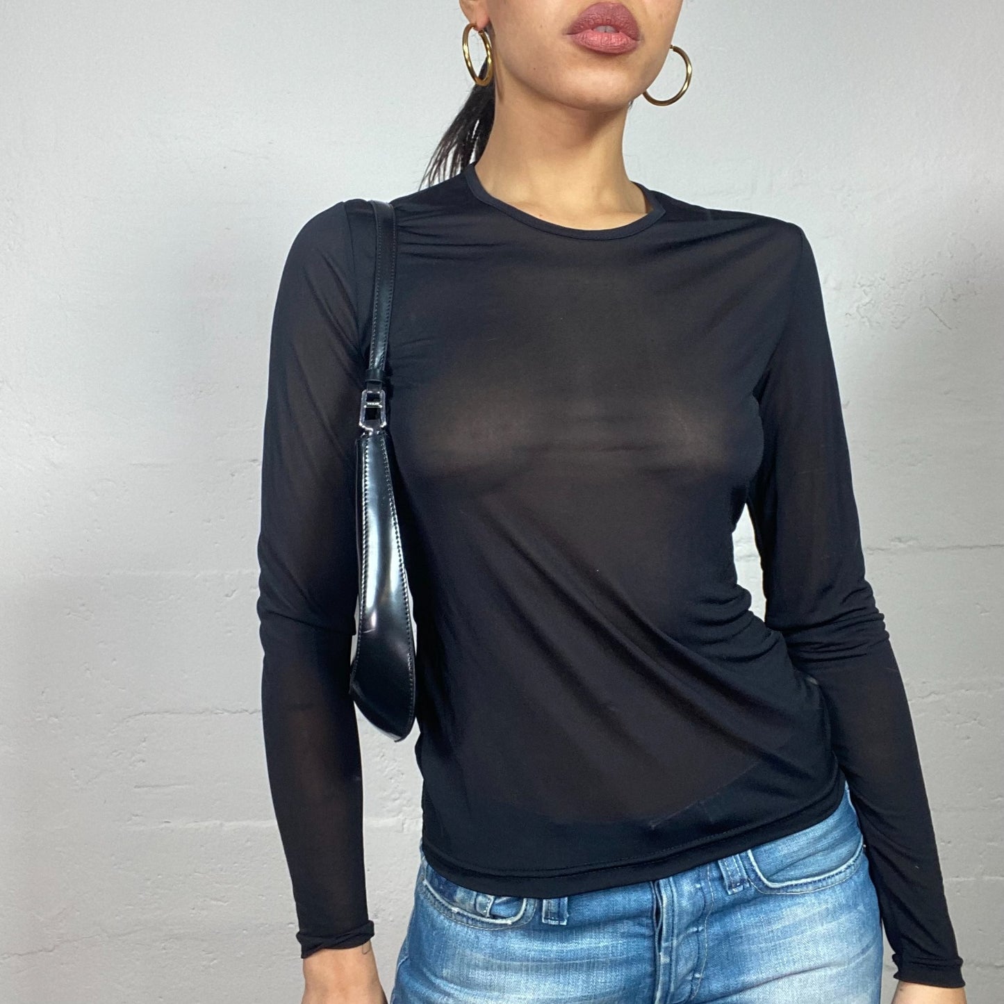 Vintage 2000's Morgan Rave Black Mesh Longsleeve Top (S)