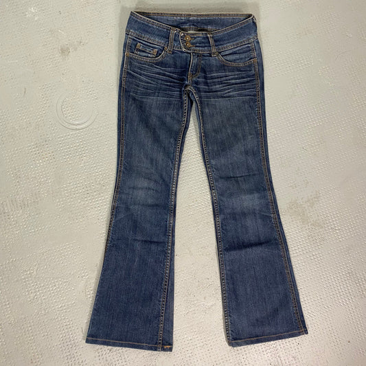 Vintage 2000's Archive Dark Denim Low Waist Pants with Straight Cut (M)