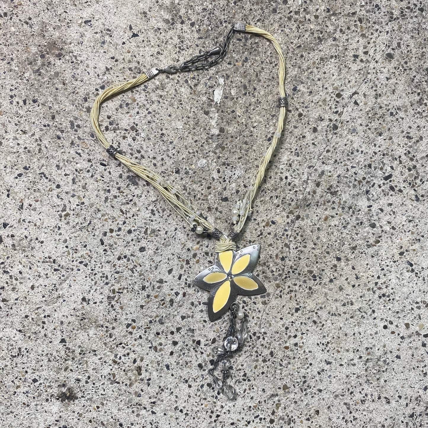 Vintage 2000's Cute Yellow Necklace with 'Flower' Pendant