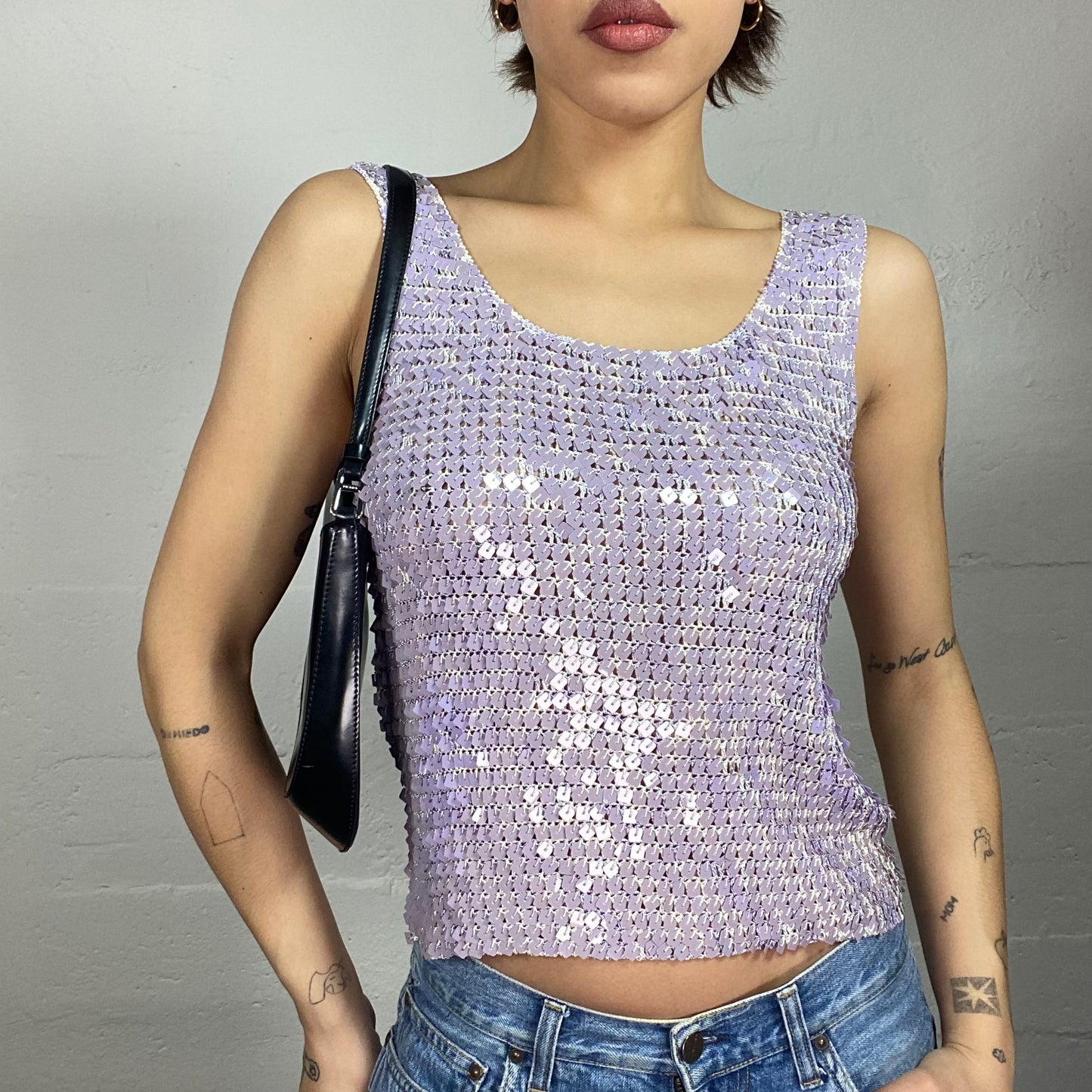 Vintage 2000's Clubwear Lilac Sequins Top (S/M)