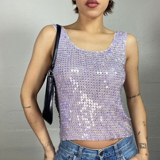 Vintage 2000's Clubwear Lilac Sequins Top (S/M)