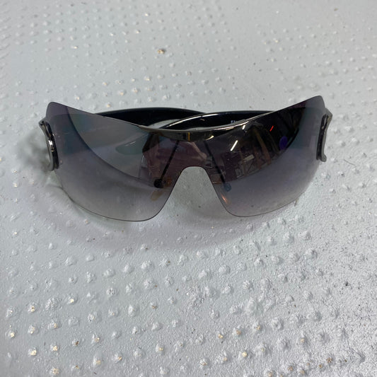 Vintage 2000's Dior Bratz Big Black Sunglasses with Thick Temples and Logo Detail