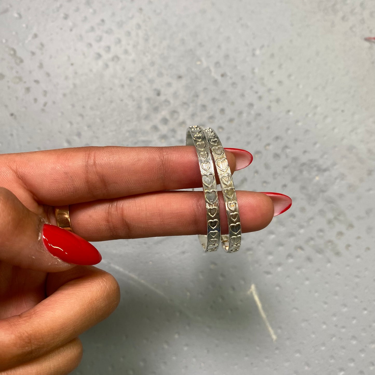 Vintage 2000's Funky Silver Hoops Earrings with Heart Border Detail