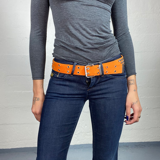 Vintage 2000's Rave Orange Belt with Silver Studs