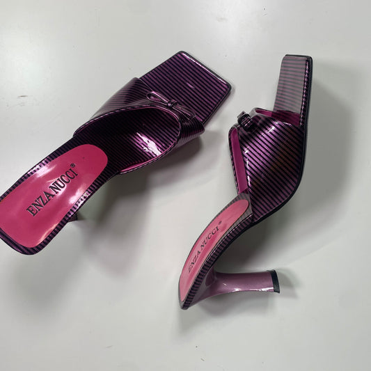 Vintage 2000's Disco Purple Square Heels with Shiny Material (Size 38)