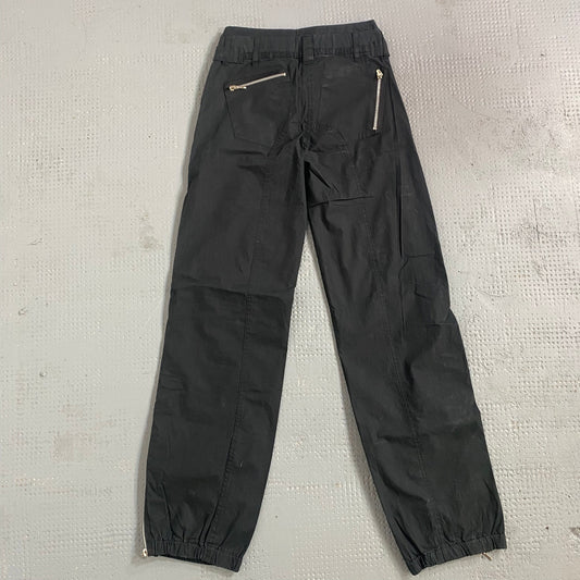 Vintage 2000's Sporty Black Track Pants with Zip Up Trim Detail (S)