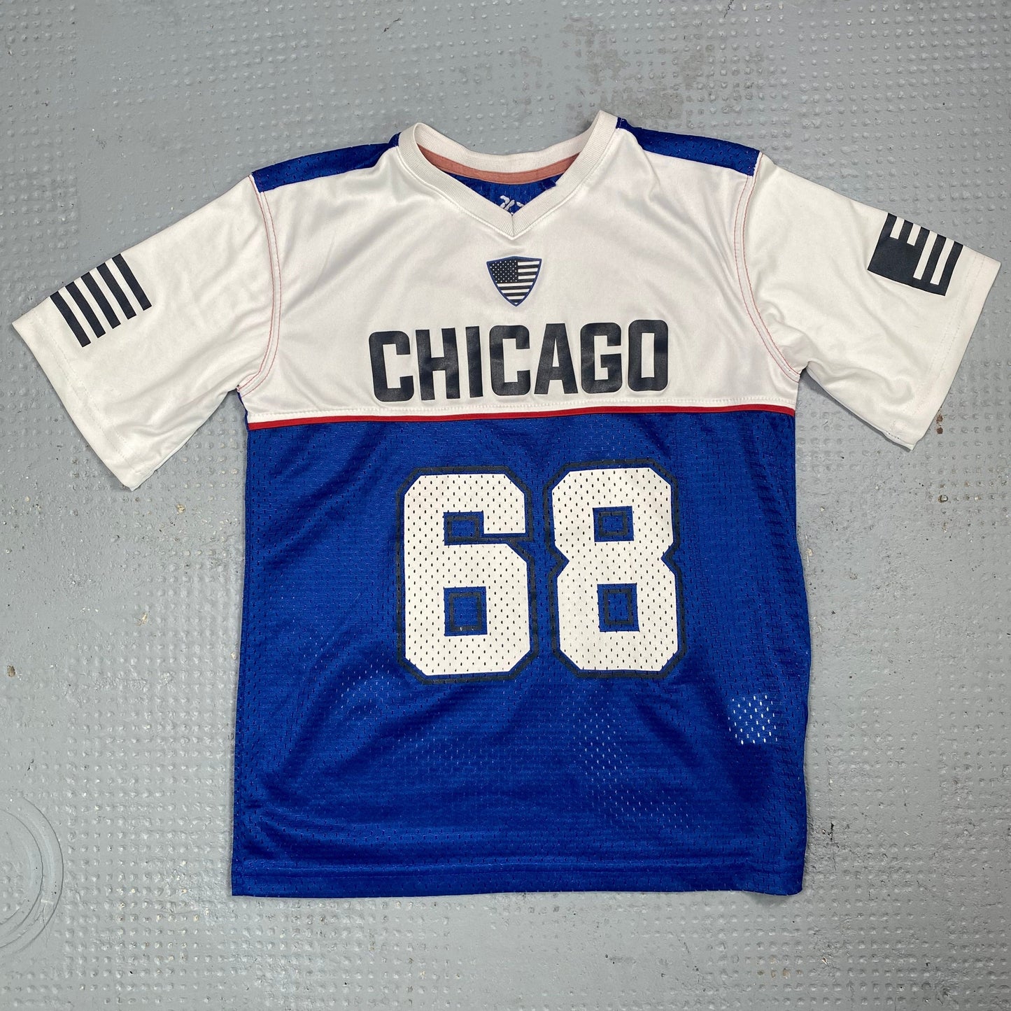 Vintage 90's Sporty Blue Football Shirt with "Chicago" Team Print (S/M)