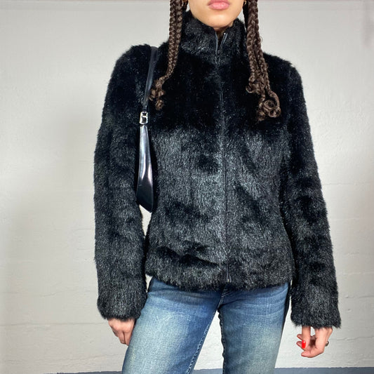 Vintage 2000's Indie Black Faux Fur Short Coat (S)