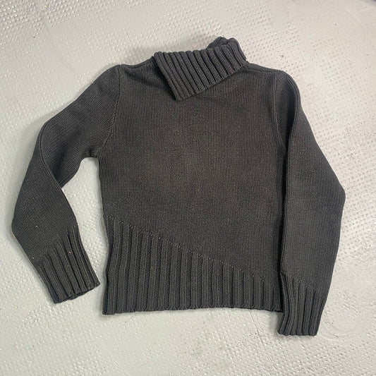 Vintage 90's Cyber Grey Knit Asymmetrical Turtle Neck Sweater (S/M)