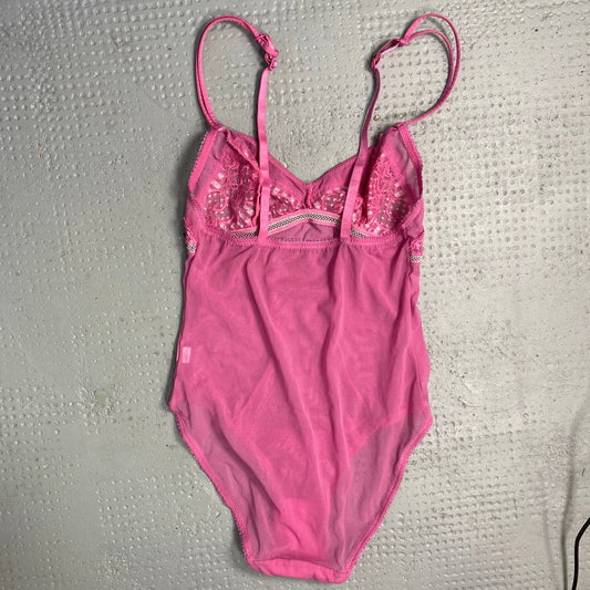 Vintage 2000's Coquette Lingerie Pink Body with Lacing Covering Details (XS)