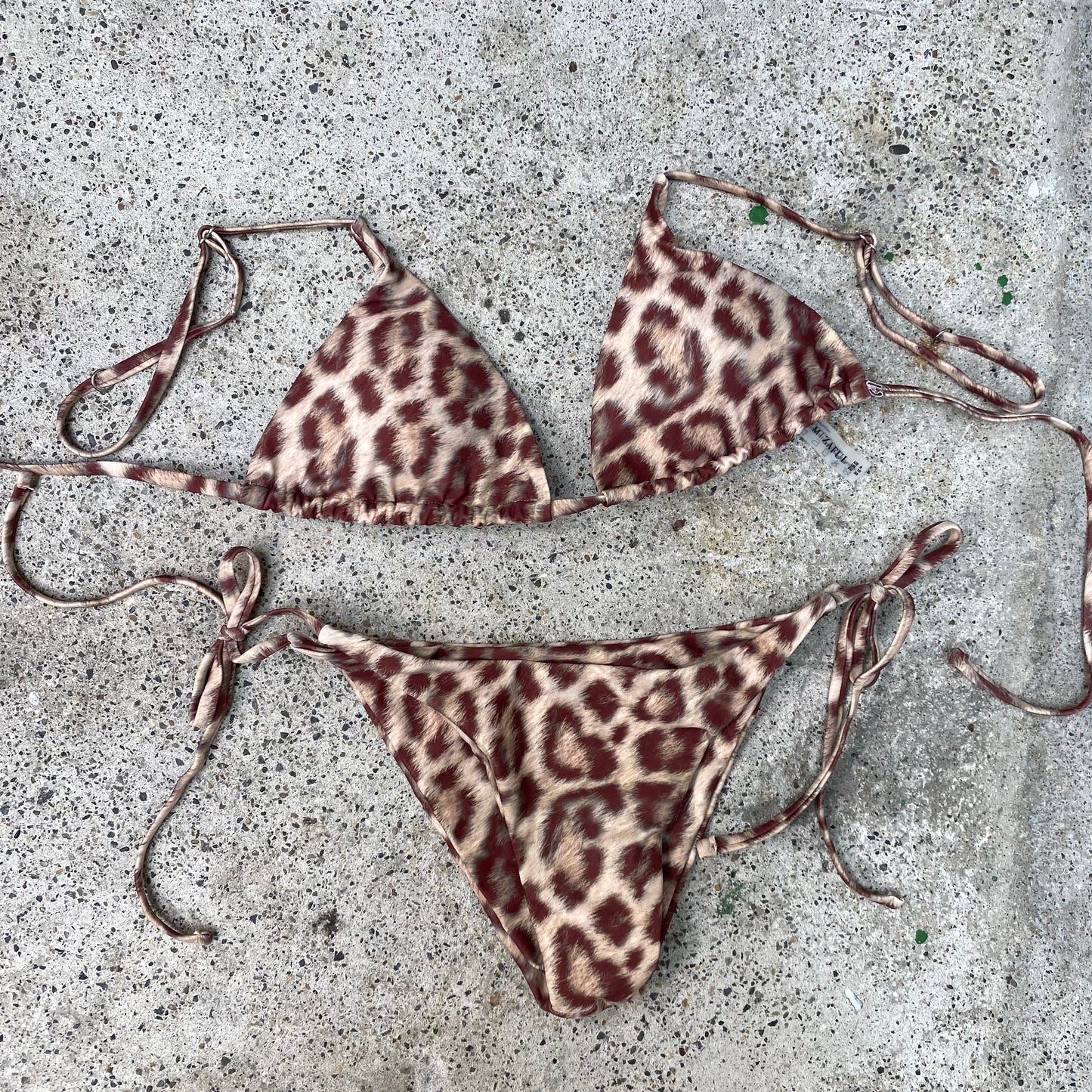 Vintage 2000's Funky Leo Print Triangle Bikini (M)