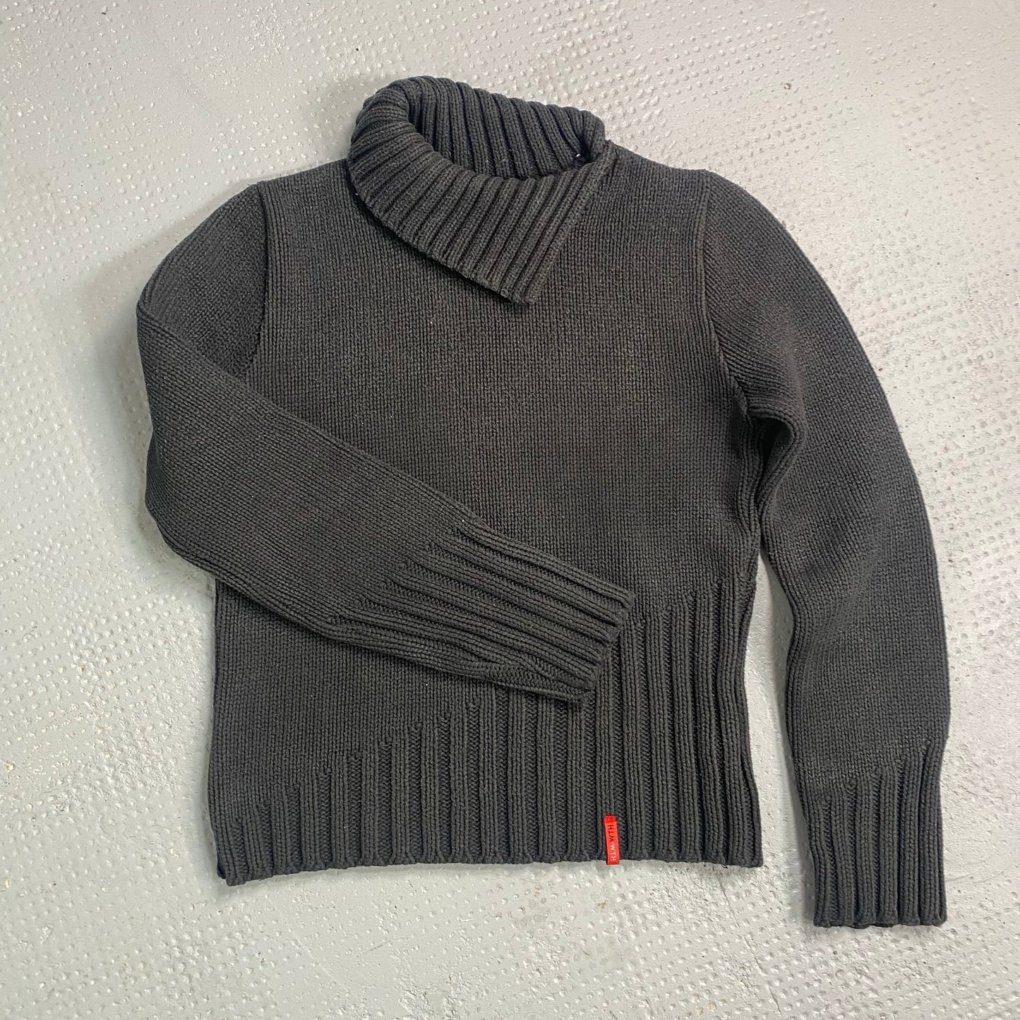 Vintage 90's Cyber Grey Knit Asymmetrical Turtle Neck Sweater (S/M