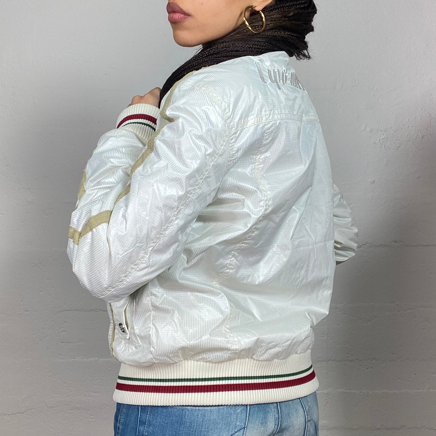 Vintage 2000's Guido White Puffed Jacket with Gold Lining Detail (M)