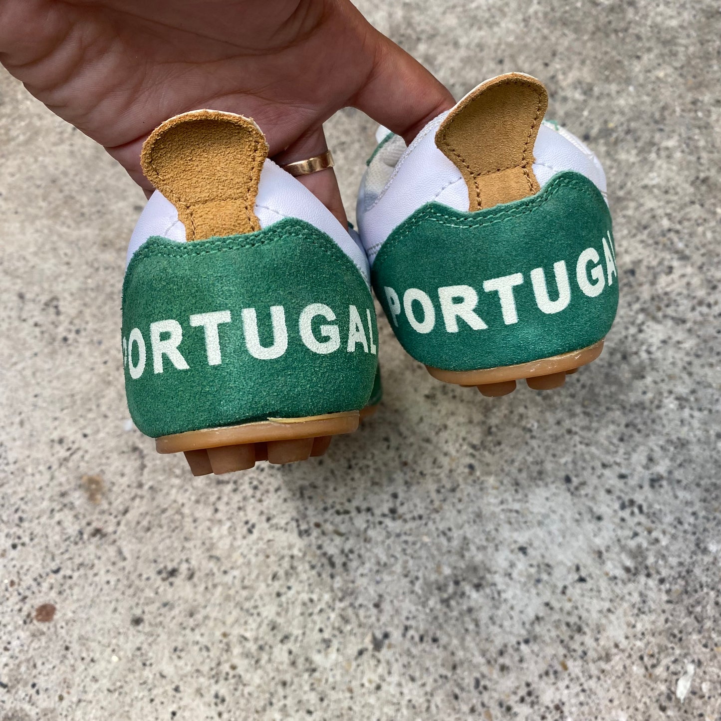 Vintage 2000's Sporty White & Green Portugal Football Sneakers with Badge Detail (36)
