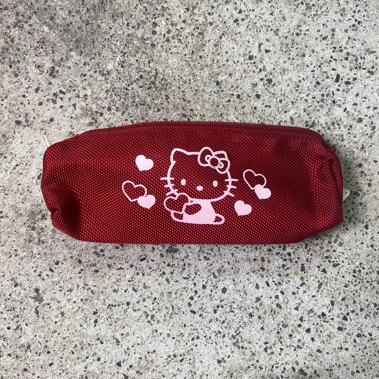 Vintage 2000's Cute Hello Kitty Red Pencil Case with 'Pink' Character Print