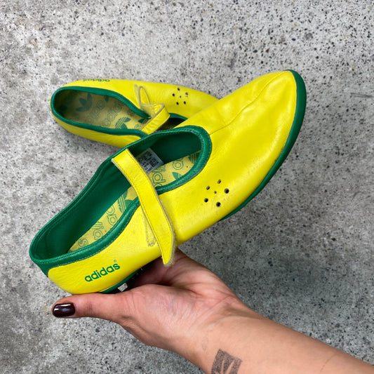 Vintage 90's Adidas Yellow and Green Sporty Ballet Flats (41)