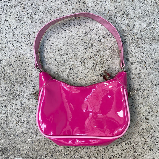 Vintage 2000's Barbie Hot Pink Mini Bag with Barbie and Cat Print