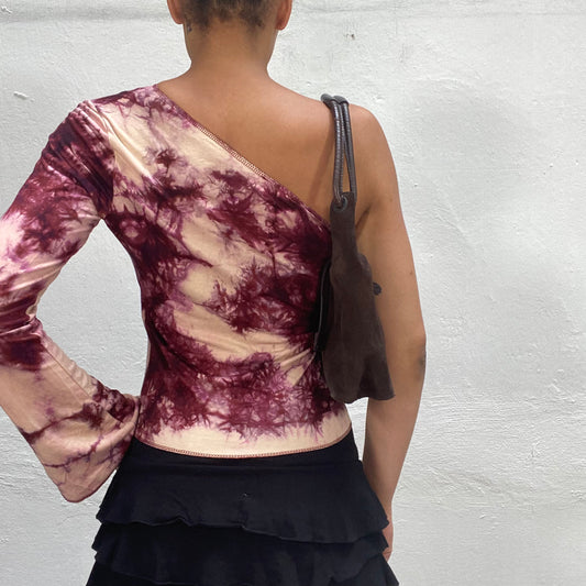 Vintage 90's Sporty Girl Tie Dye One Shoulder Top with „Minnesota University“ Print (S)