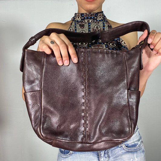 Vintage 90's Downtown Girl Brown Leather Hobo Shoulder Bag