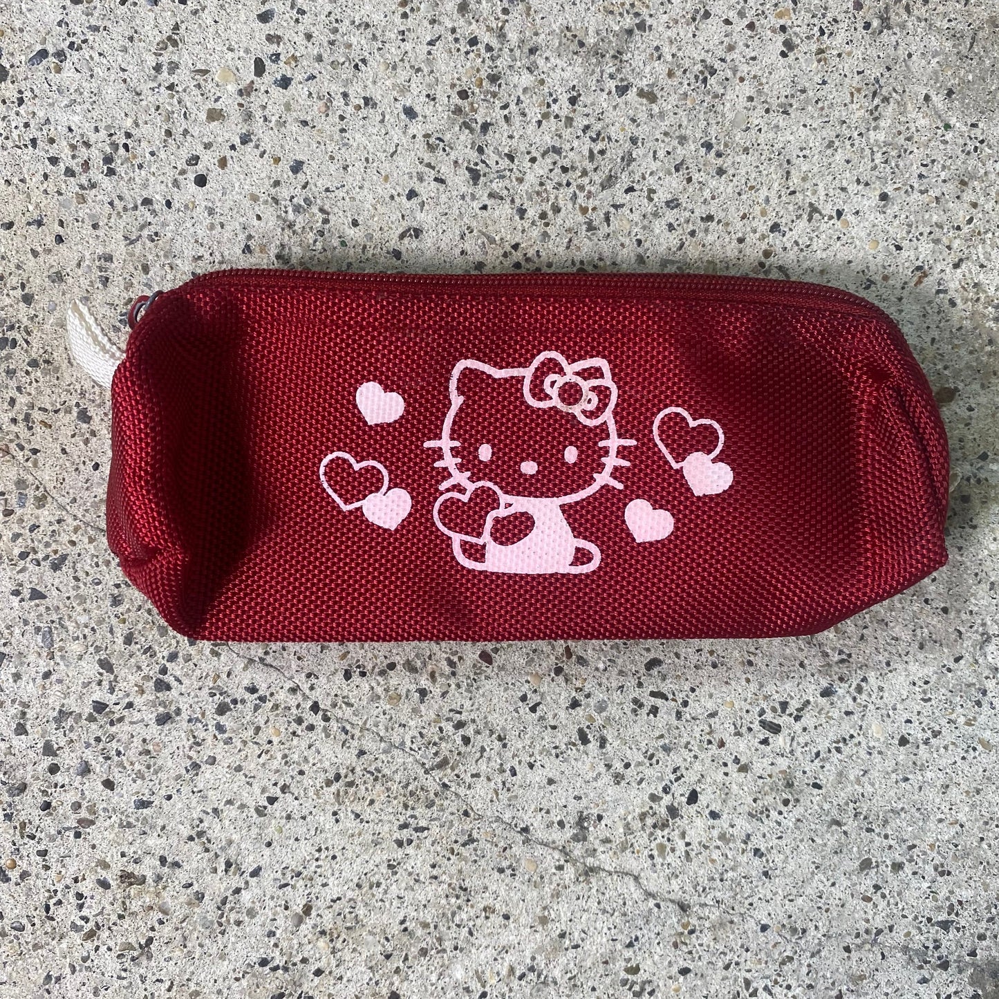 Vintage 2000's Cute Hello Kitty Red Pencil Case with 'Pink' Character Print