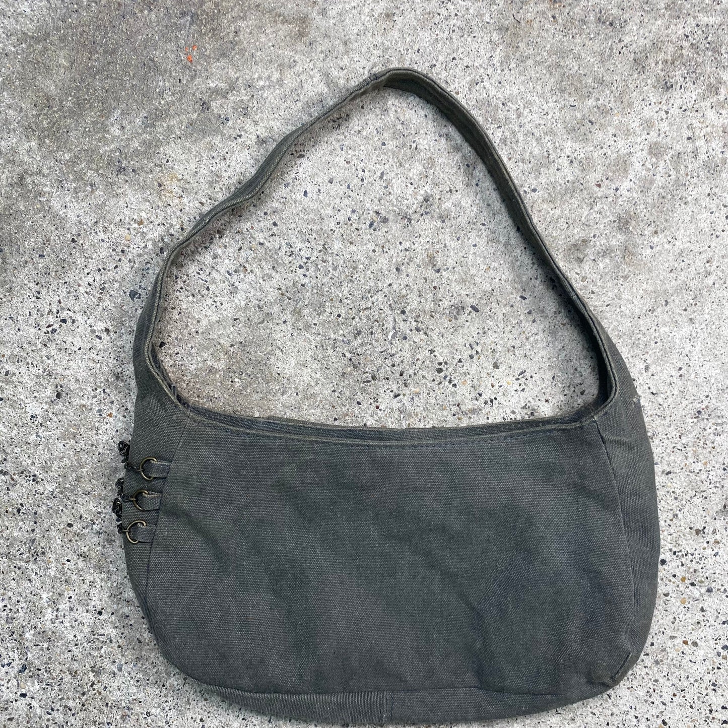 Vintage 2000's Grunge Grey Denim Mini Shoulder Bag with Bras Hardware Details