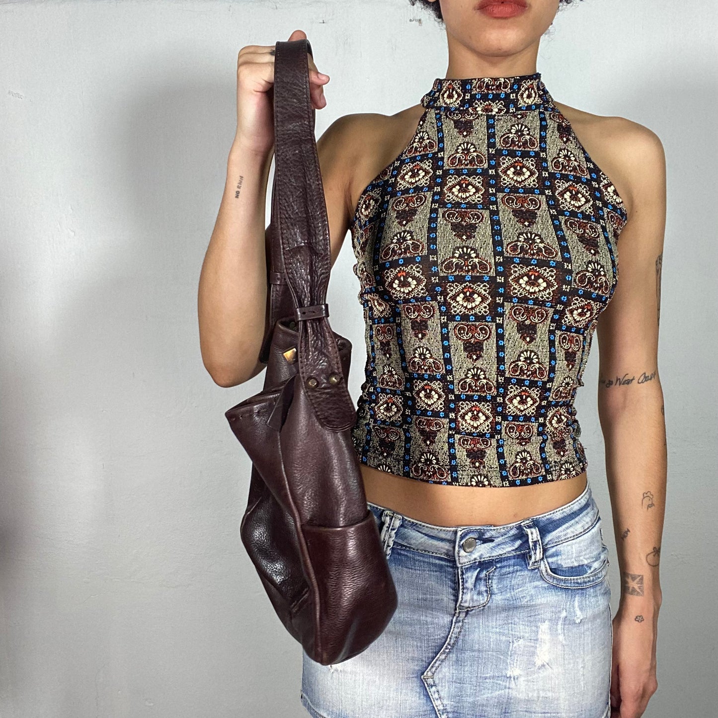 Vintage 90's Downtown Girl Brown Leather Hobo Shoulder Bag