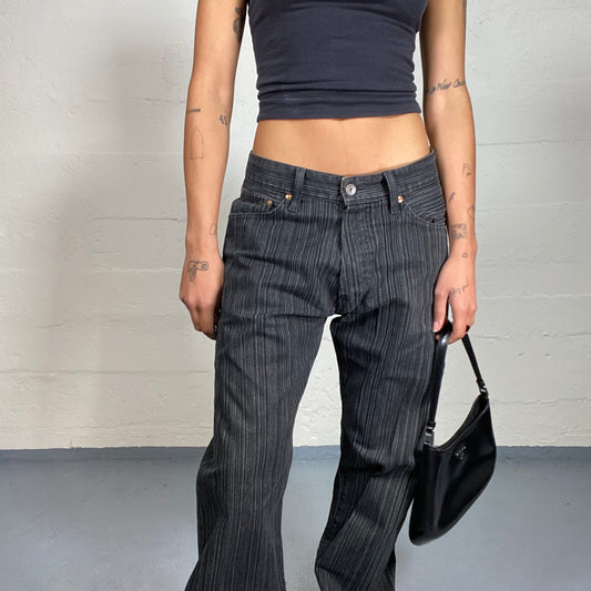 Vintage 2000's Hadid Deep Grey and Black Low Waist Baggy Pants (S)