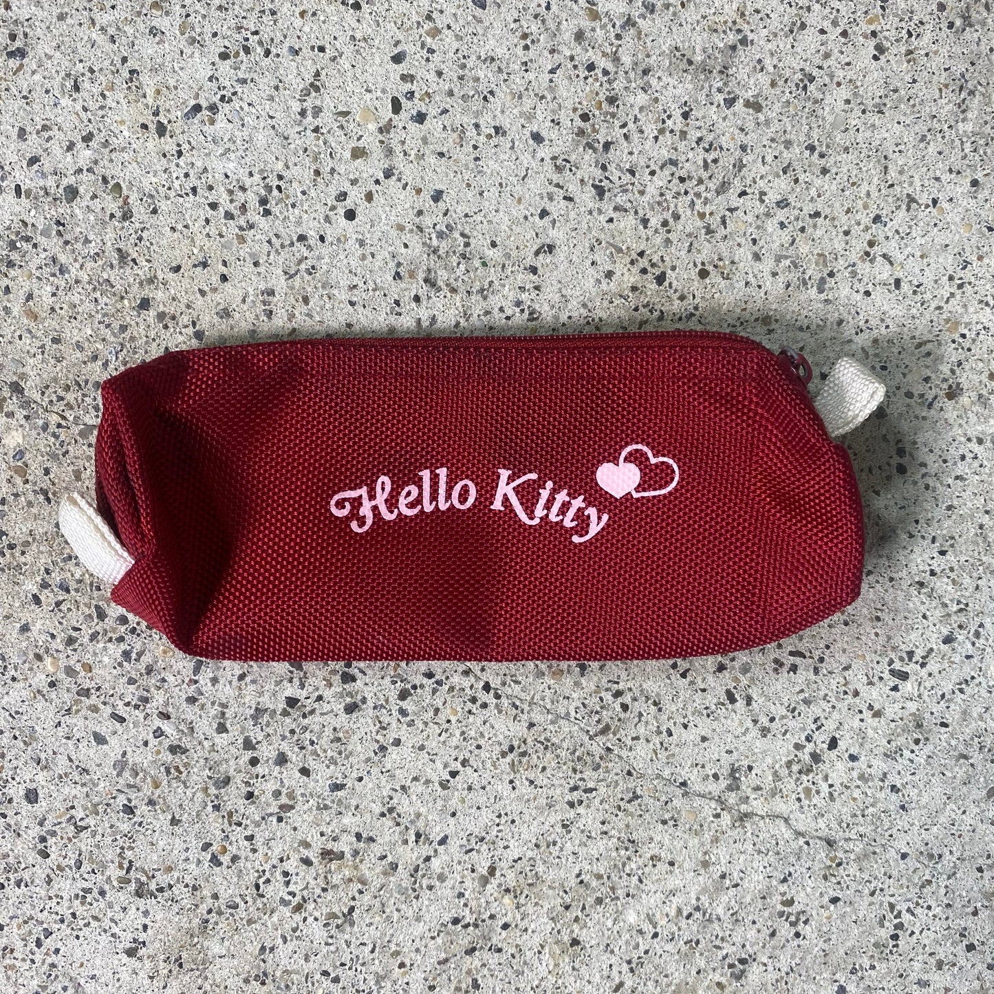 Vintage 2000's Cute Hello Kitty Red Pencil Case with 'Pink' Character Print