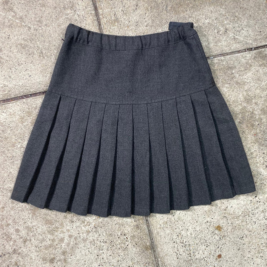 Vintage 2000's Schoolgirl Grey Pleated Mini Skirt with Buttons (XS)