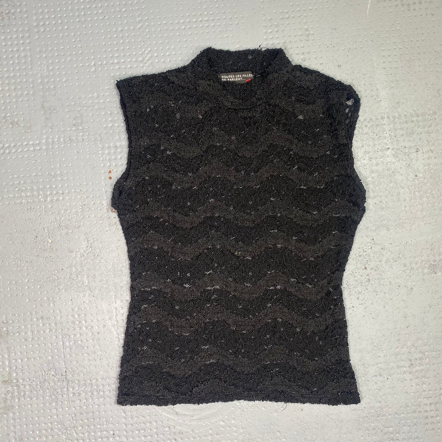 Vintage 2000's Downtown Girl Black Textured Highneck Top (S)
