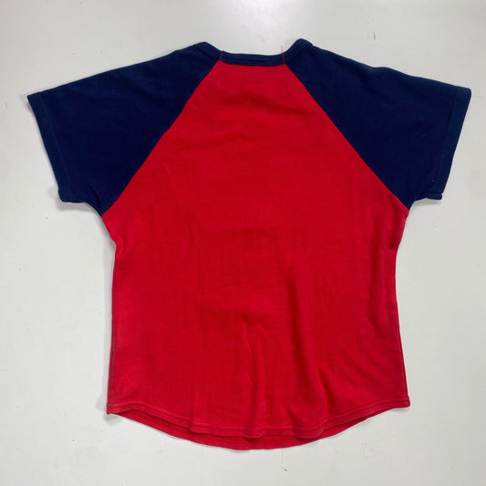 Vintage 2000's Downtown Girl Red Top with Cartoon Girl Print Detail (S)