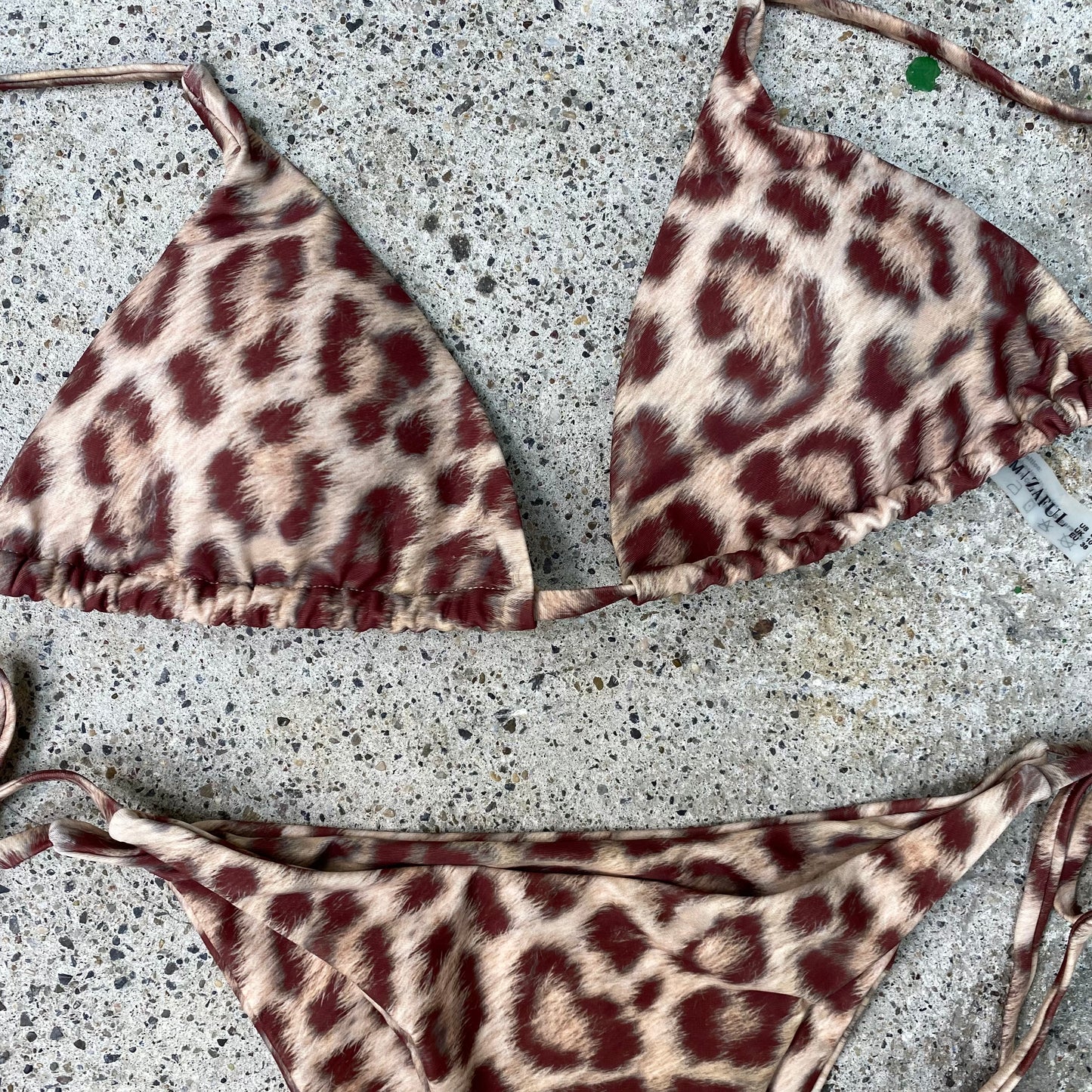 Vintage 2000's Funky Leo Print Triangle Bikini (M)