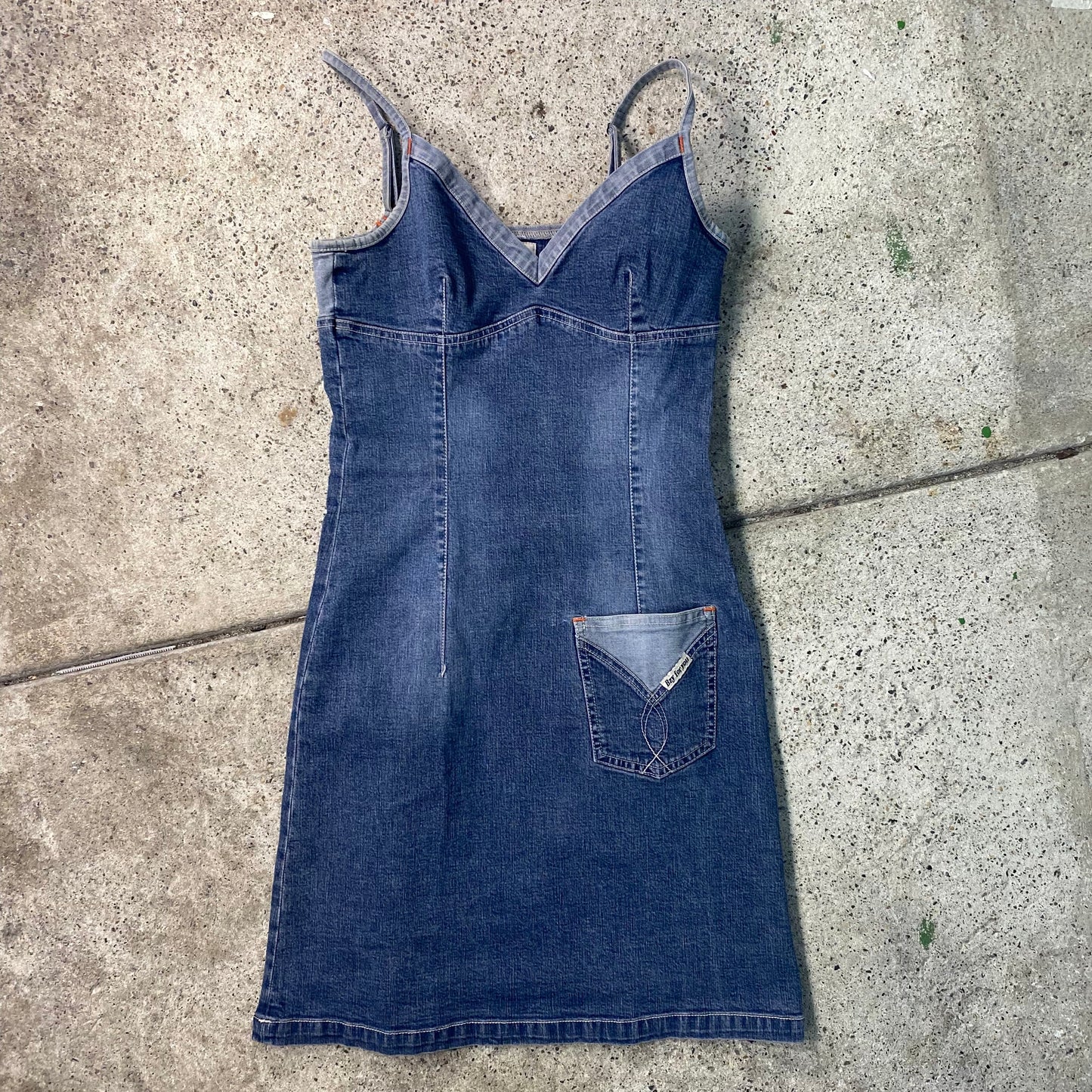 Vintage 2000's Summer Denim Mini Dress with Pocket Detail (S)