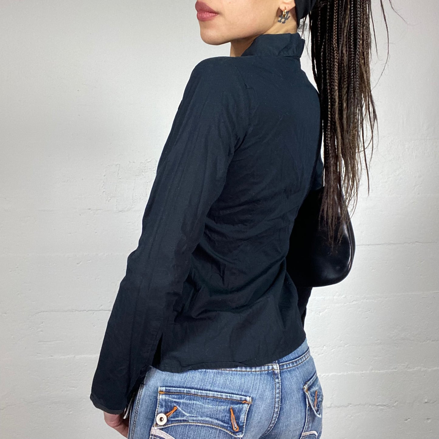 Vintage 2000's Corpcore Black Longsleeve Button Up Shirt (S)