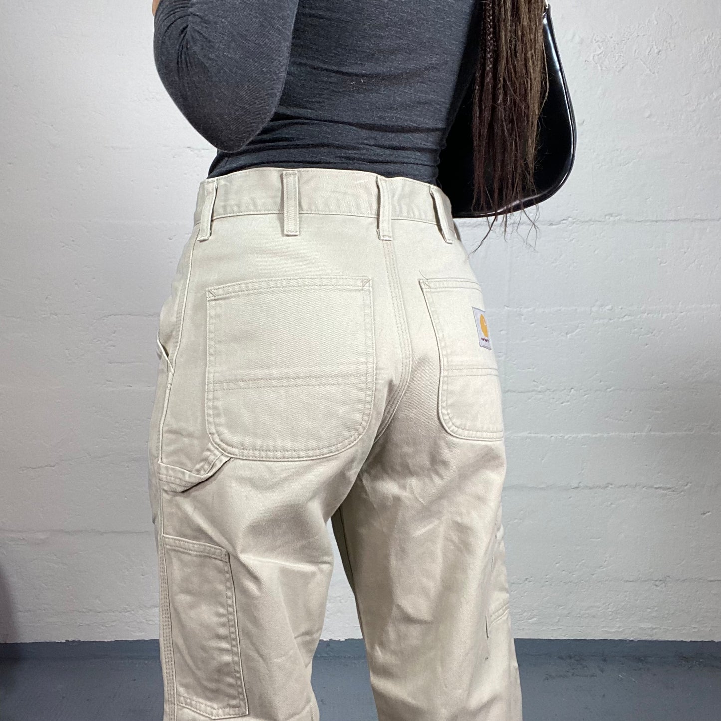 Vintage 2000's Carhartt Archive Washed Beige Denim Straight Cut Pants (M)