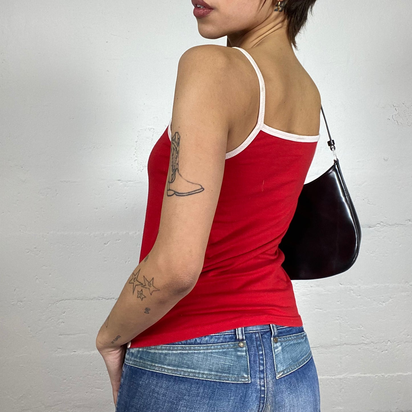 Vintage 2000's Betty Boop Sleaze Girl Red Cami Top with Cartoon Print Detail (M)