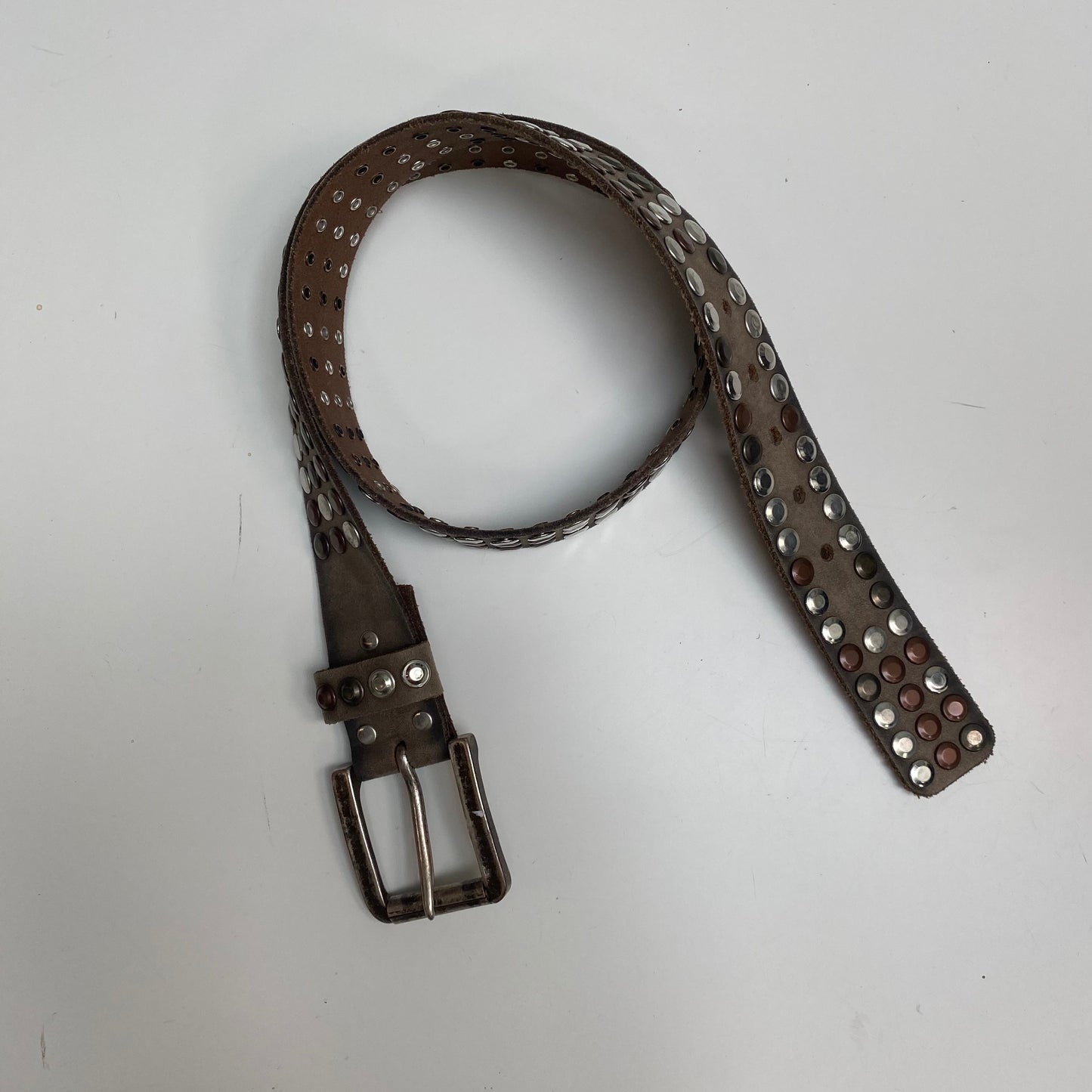 Vintage 2000's Grunge Brown Belt with Silver and Gold Studs