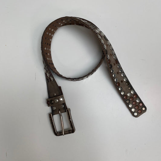Vintage 2000's Grunge Brown Belt with Silver and Gold Studs