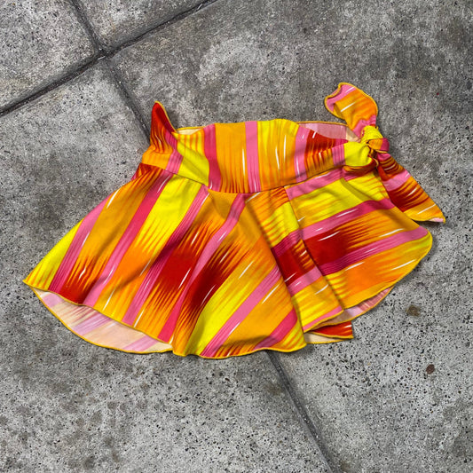 Vintage 2000's Summer Orange and Yellow Swimsuit Mini Skirt (XXS)