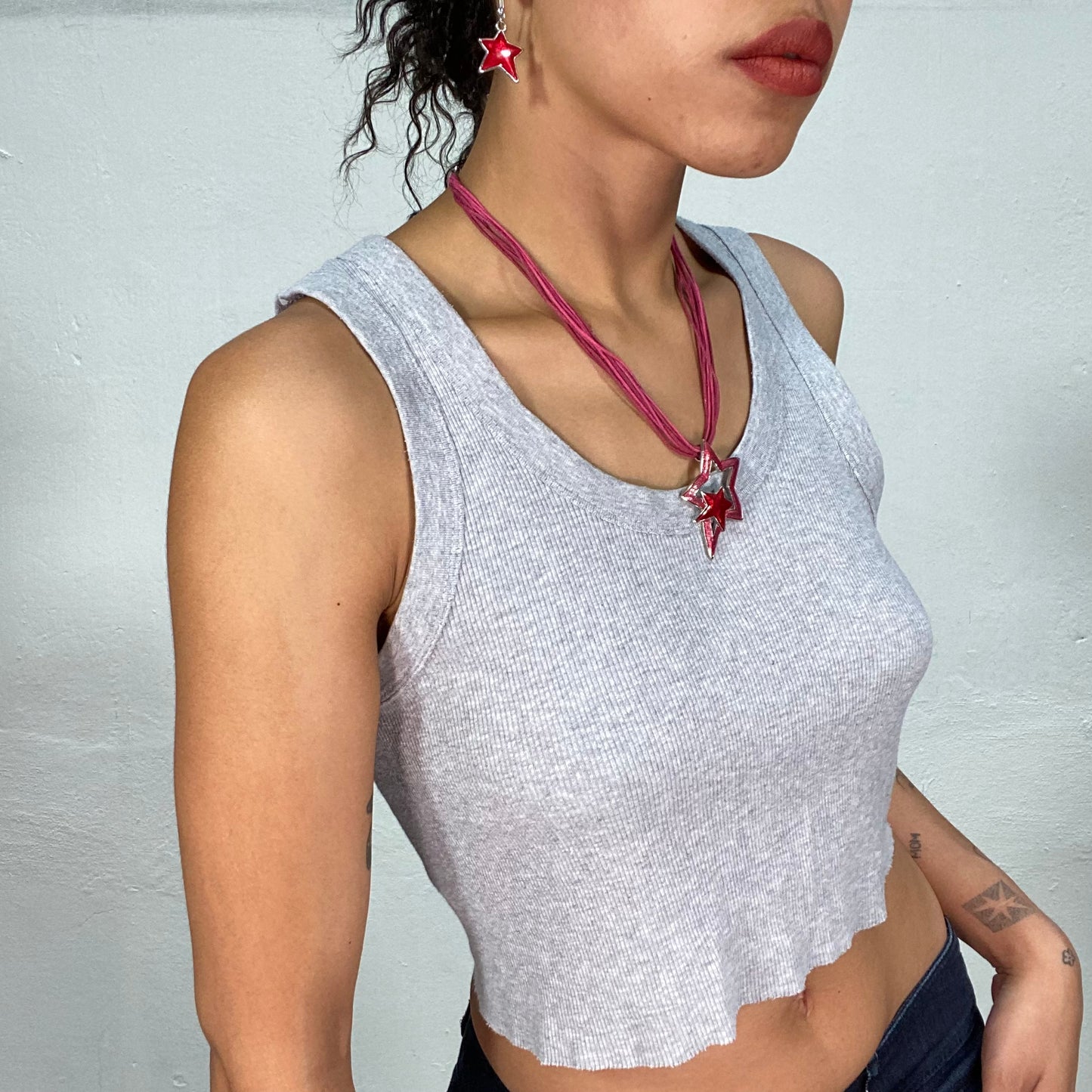 Vintage 2000's Cute Pink Necklace with 'Star' Pendant and Matching Earrings