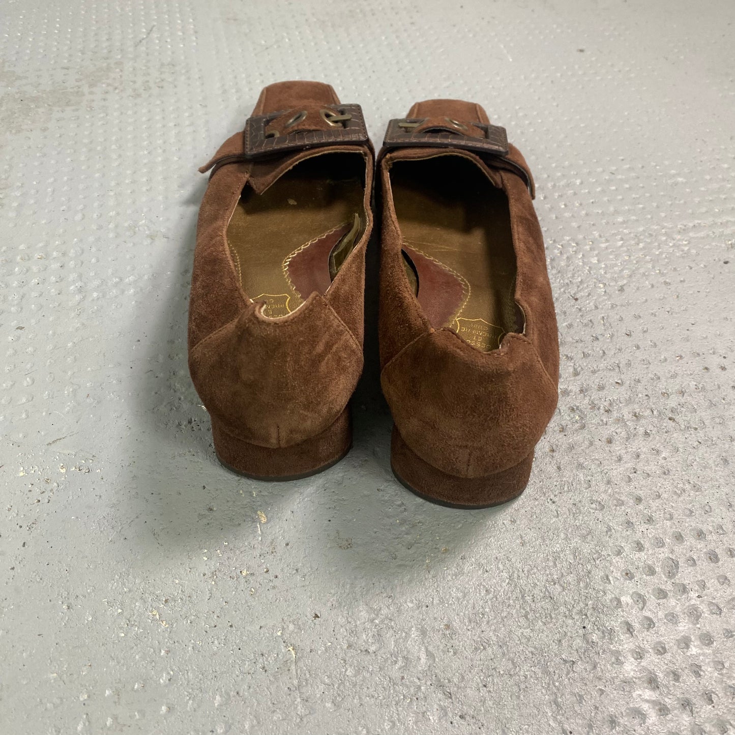 Vintage 90's Rachel Green Brown Flat Ballerinas with Big Buckle Detail (39)