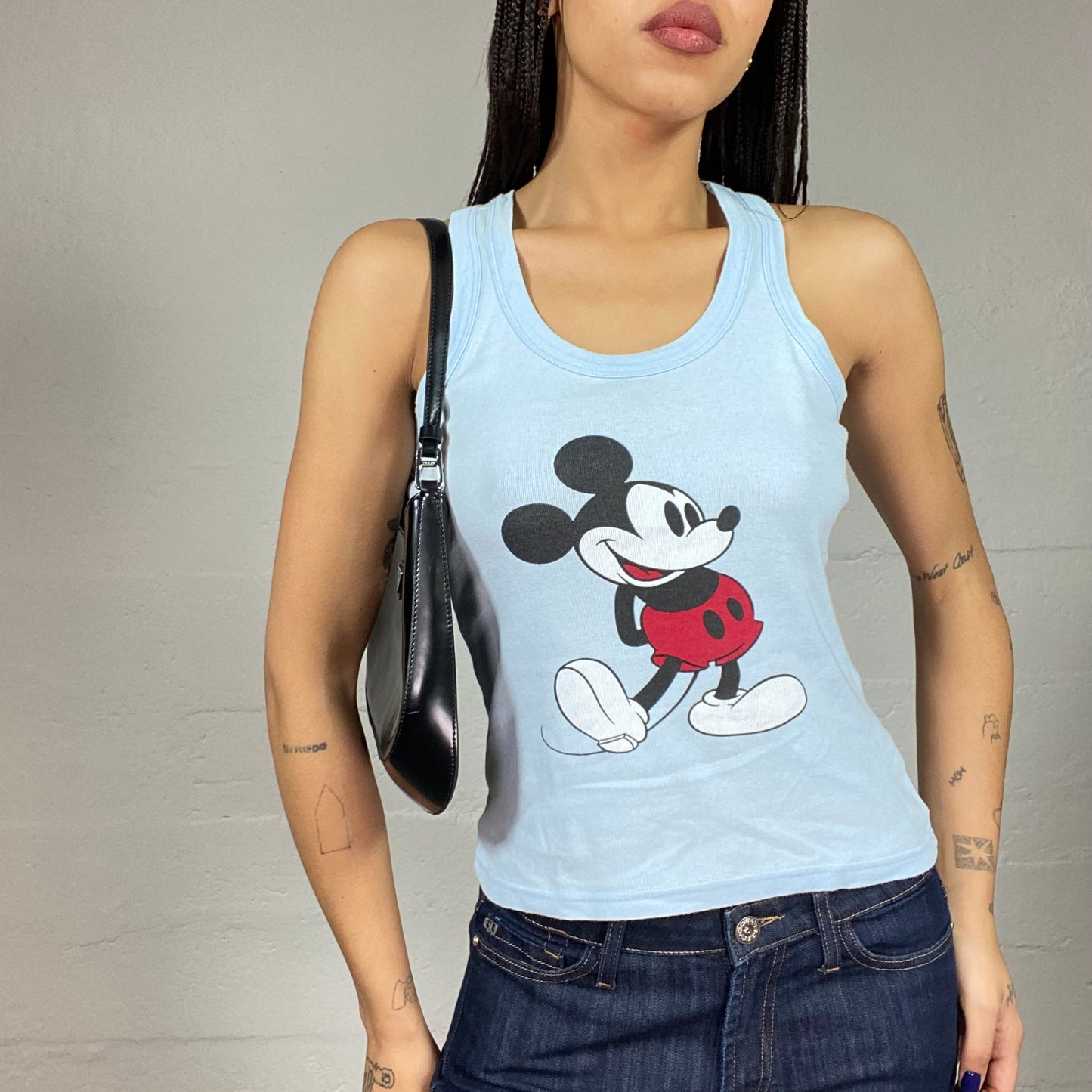Vintage 2000's Disney Cute Baby Blue Top with Mickey Mouse Print (S)