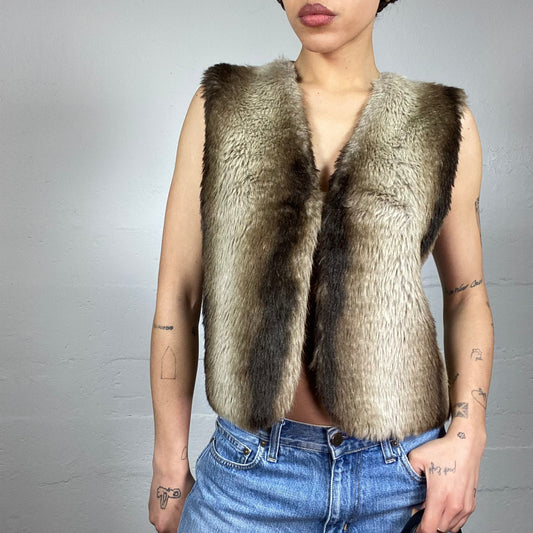 Vintage 2000's Bratz Faux Fur Brown Vest (M)