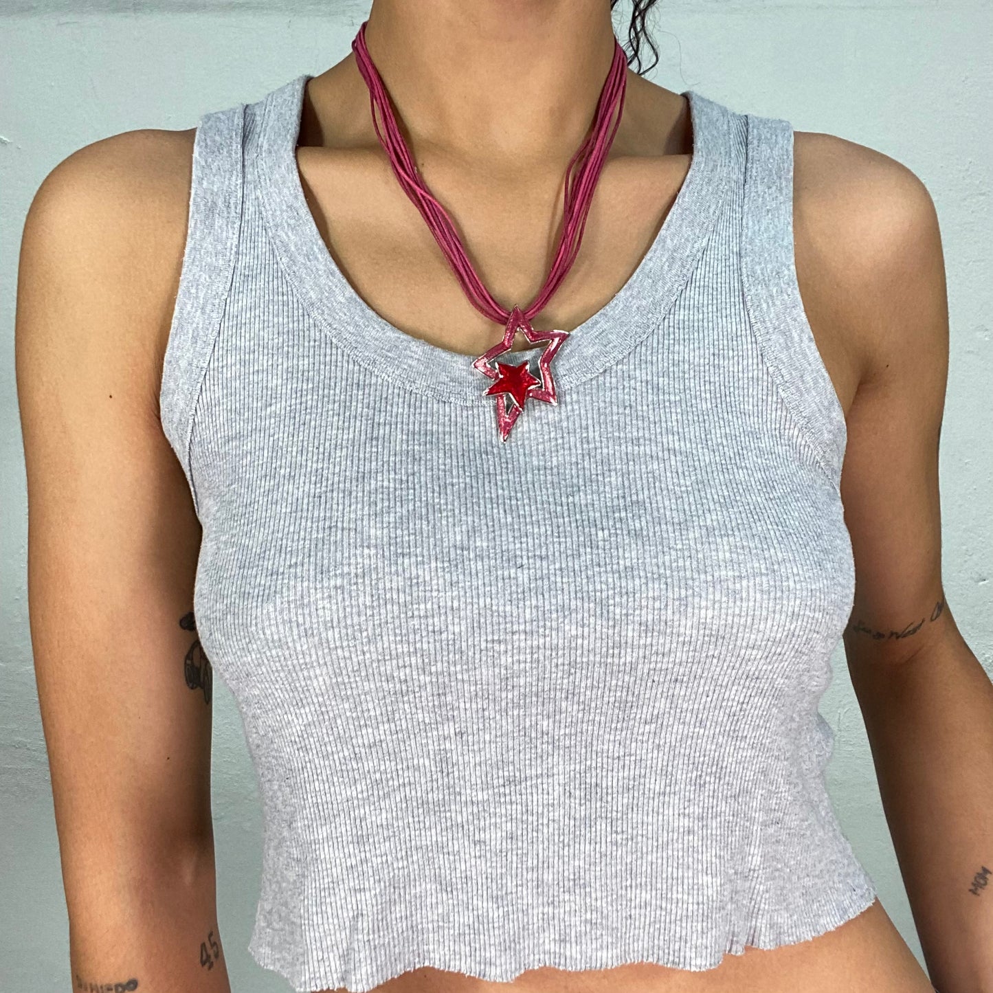 Vintage 2000's Cute Pink Necklace with 'Star' Pendant and Matching Earrings