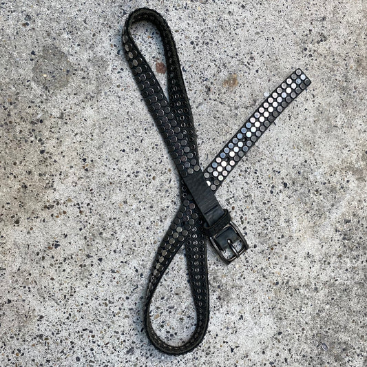 Vintage 2000's Sleaze Black Belt with Silver Studs Detail