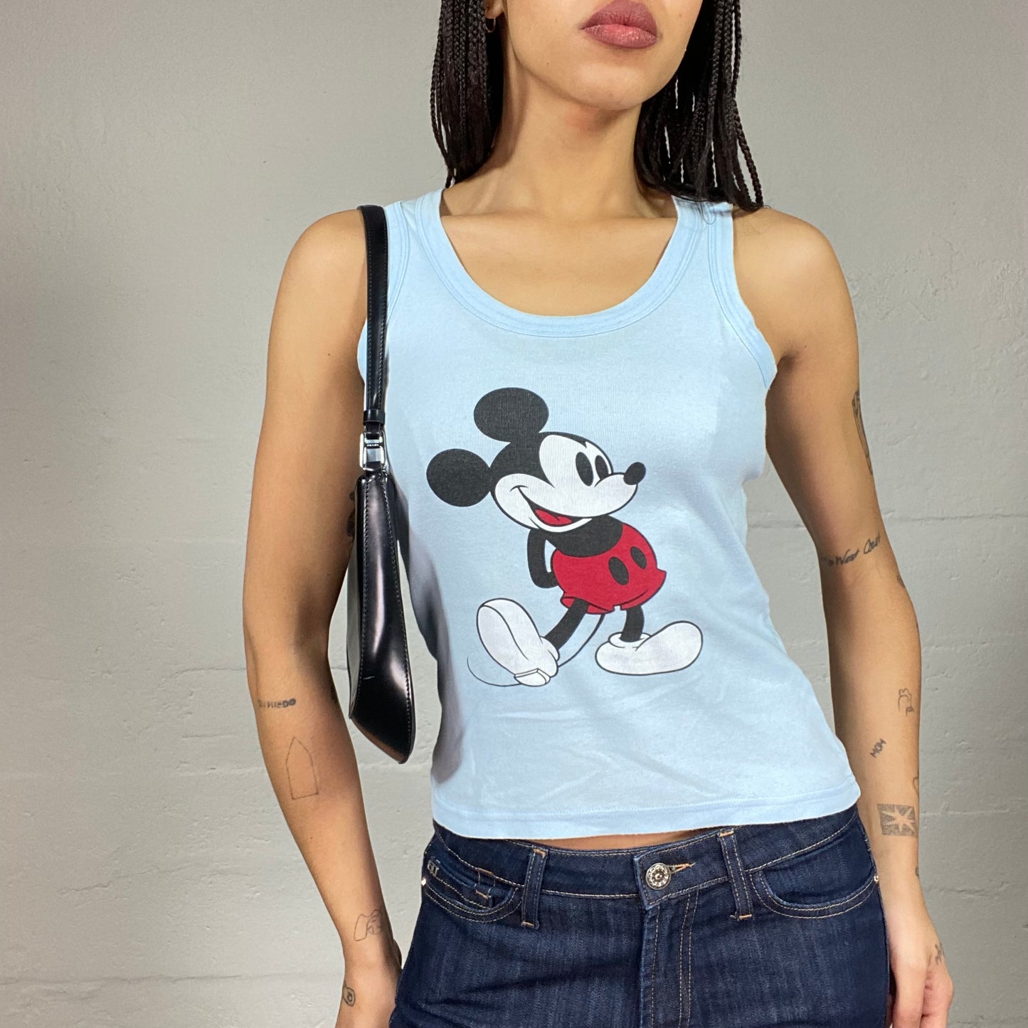 Vintage 2000's Disney Cute Baby Blue Top with Mickey Mouse Print (S)