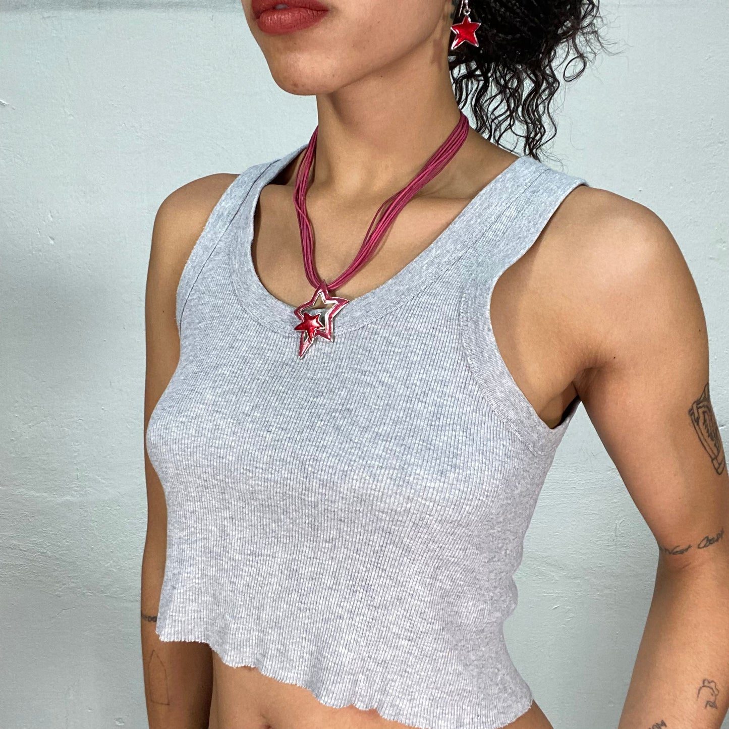 Vintage 2000's Cute Pink Necklace with 'Star' Pendant and Matching Earrings